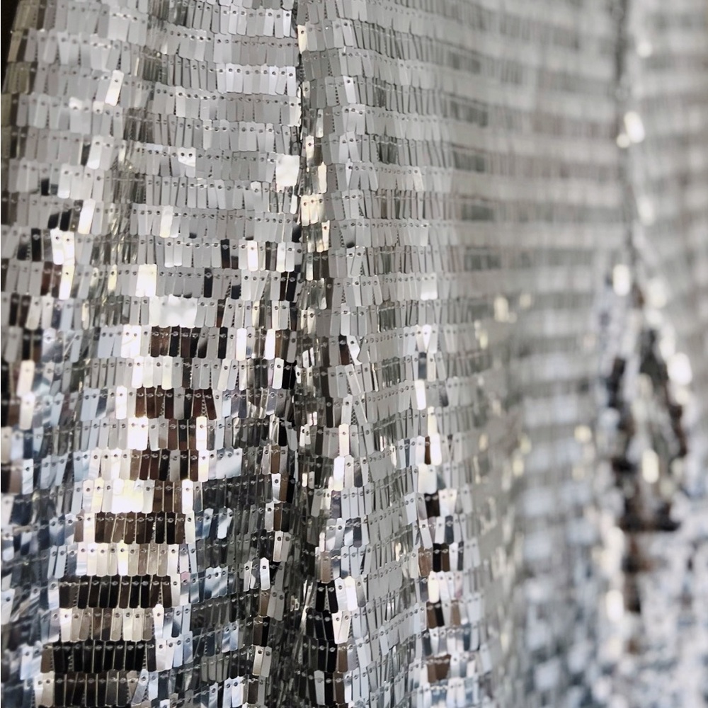 NWT Boohoo Silver Square Neck Sequin Midi Dress size 10 - Picture 6 of 8